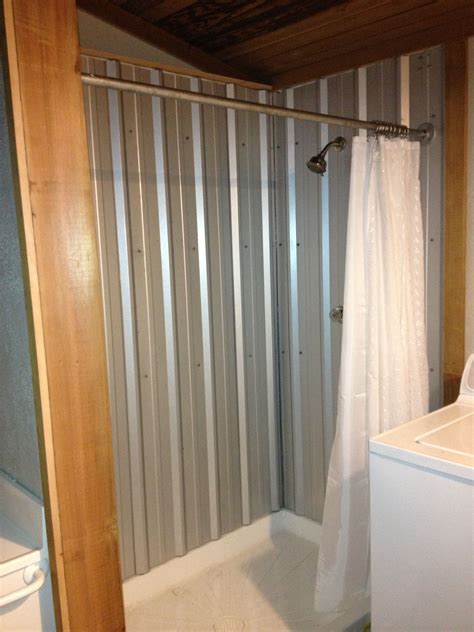 galvanized sheet metal for shower walls|rustic corrugated metal shower.